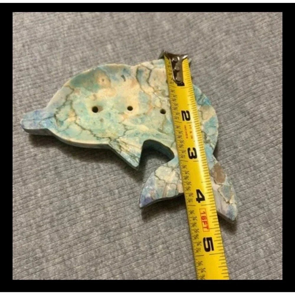 Vintage Dolphin Ocean Soap Dish Blue/Green Marble Beach House Decor
